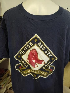 Vintage Boston Red Sox T shirt 100 Anniversary Seasons Shirt 2XL Blue 1901-2001 - Picture 1 of 4