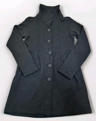 Patagonia Women’s Long Black Better Sweater Coat Slim M Fleece Lined Button Up - Image 1 of 4