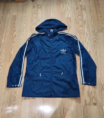 Adidas Mujer 5-6 Vintage Años 80 Cremallera Con Capucha 3 Rayas Azul Marino Foto 1 de 4