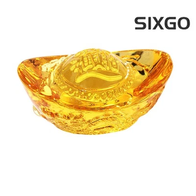 Chinese Citrine Crystal Glass Colored Glaze Wealth Money Feng Shui Home Decor - Image 1 of 4