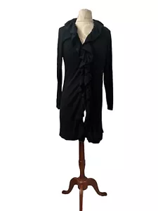 Antthony Originals Women Black Long Sleeve Knit Ruffle Long Cardigan SZ XS - Picture 1 of 4