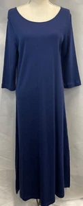 Women’s Joan Vass Navy Blue 100% Cotton 3/4 Sleeve Dress Size 1P - Picture 1 of 7