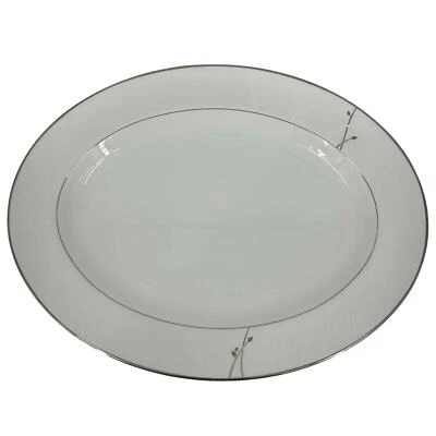 Bandeja de servir Waterford Fine China Lisette 15,25 polegadas oval elegante - Imagem 1 de 4