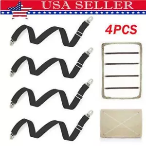 Adjustable Bed Sheet Fasteners 4Pcs, Elastic Straps Clips, Grippers for Mattress - Picture 1 of 6