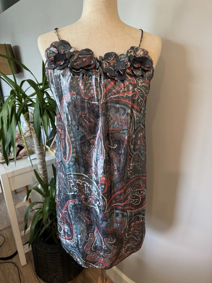 Vestido Poleci Seda Metálico Negro Talla 6 Cambio Forrado Verano Correas Espagueti Foto 1 de 4