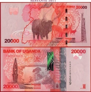 Uganda 20.000 20.000 chelines 2010 prefijo AA P 53a sin usar envío gratuito desde 100 $ - Imagen 1 de 3