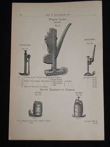 Prensa de cabezal de barril Wagon Jack Coopers 1894 W anuncio de página de catálogo Bingham WB33 de colección - Imagen 1 de 1