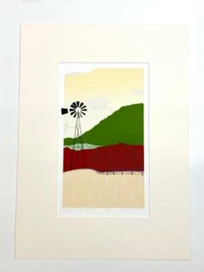 R. Keaney Rathbun ~Windmill in the Foothills~ Silkscreen Art Print 13/116 Signed - Picture 1 of 10