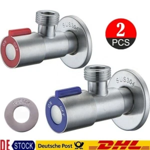 2X ECKVENTIL ECKHAHN 1/2 ZOLL ECKVENTIL MIT-SELBSTDICHTEND KOMBI EDELSTAHL DE - Bild 1 von 18