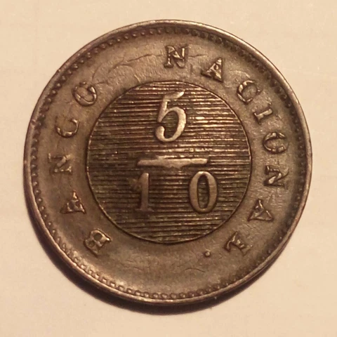 1828 - ARGENTINA BUENOS AYRES 5 DECIMOS 5/10 COPPER COIN Cover