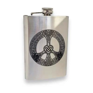 Frasco de acero inoxidable Celtic Love and Peace de 8 oz - Imagen 1 de 9