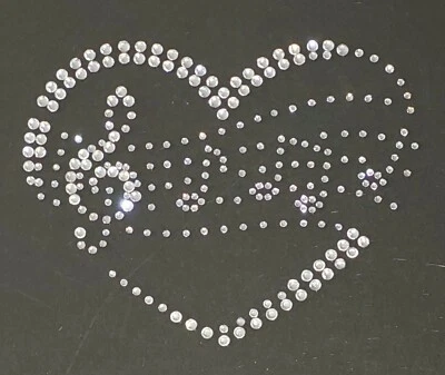 Hotfix Strass Bügelbild Motiv Musikherz Glasstrass Applikation zum aufbügeln  - Bild 1 von 4