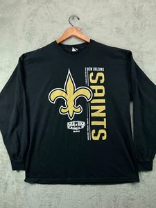 Reebok Saints Super Bowl XLMV Feb 2010 T Shirt Mens Large Black Crew Long Sleeve - Picture 1 of 9