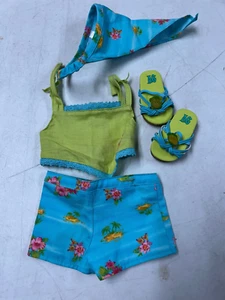 AMERICAN GIRL DOLL OF TODAY TROPICAL BREEZE 4 PC SUMMER SHORTS OUTFIT W SANDALS - Picture 1 of 3