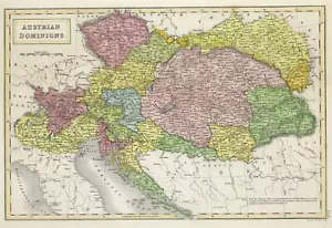 Mapa Dominios Austriacos Salón Sidney detalle fino original color mano 1840 - Imagen 1 de 4