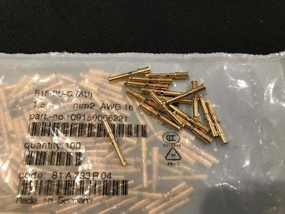 100 x Harting R15-BU-C Female Turned Contact 16AWG 1.5mm2 09150006221 - Image 1 of 4