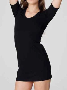 American Apparel Black Cotton Short Sleeve Fine Jersey Dress 3XL - Picture 1 of 3