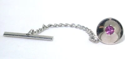 3mm Round Natural REAL Ruby Gemstone Gem Stone Silver Color Tie Tack ESTT147 - Image 1 of 2