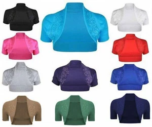 DAMEN PAILLETTEN KURZÄRMELIG BOLERO ZUCKEN CROPPED DAMEN CARDIGAN OBERTEILE 8-26 - Bild 1 von 7