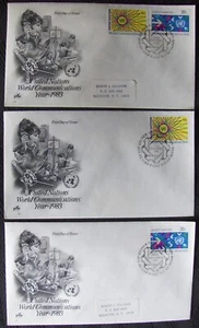 United Nations 3 different FDC WORLD COMMUNICATIONS, New York 1983. - Picture 1 of 1