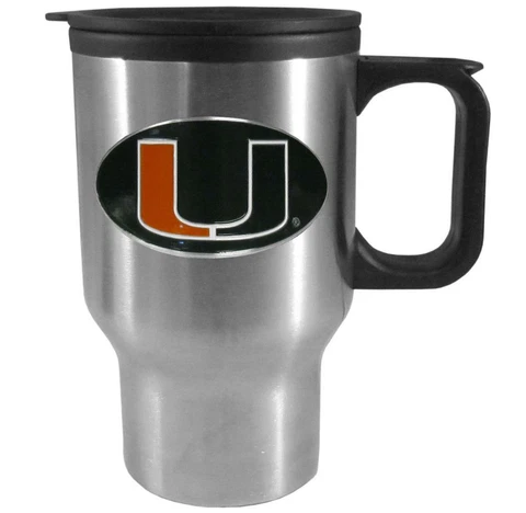Miami Hurricanes 14oz Stainless Steel Travel Mug [NEW] NCAA Tumbler Coffee Cup Cover
