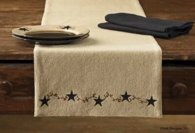 Burlap Star Table Runner 36” by Park Designs Primitive Country Farmhouse - Image 1 of 2