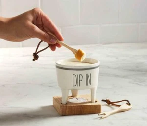 Mud Pie Home Bistro Collection Fondue DIP IN Serving Set with Warming Candle - Picture 1 of 3