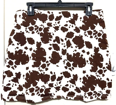 Rue 21 Denim Western Cow Print A-Line Mini Skirt Brown & White sz Large - Image 1 of 3