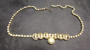 Milk Glass Yellow Rhinestone necklace - Picture 1 of 3