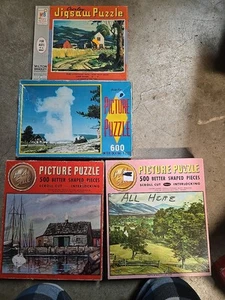 Lot Of 4 Vintage Puzzles Giuld Croxley Built Rite - Picture 1 of 5
