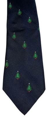 PINTAIL винтажный 70-х/80-х годов мужской темно-синий галстук w/зеленый елки 56,5 «L/3,25 Вт - Изображение 1 из 4