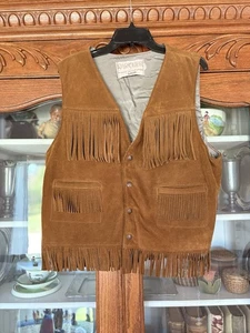 RANCHER AUTHENTIC WESTERN BY SCHOTT NYC SIZE XL BROWN SUEDE FRINGED VEST SO CHIC - Picture 1 of 7