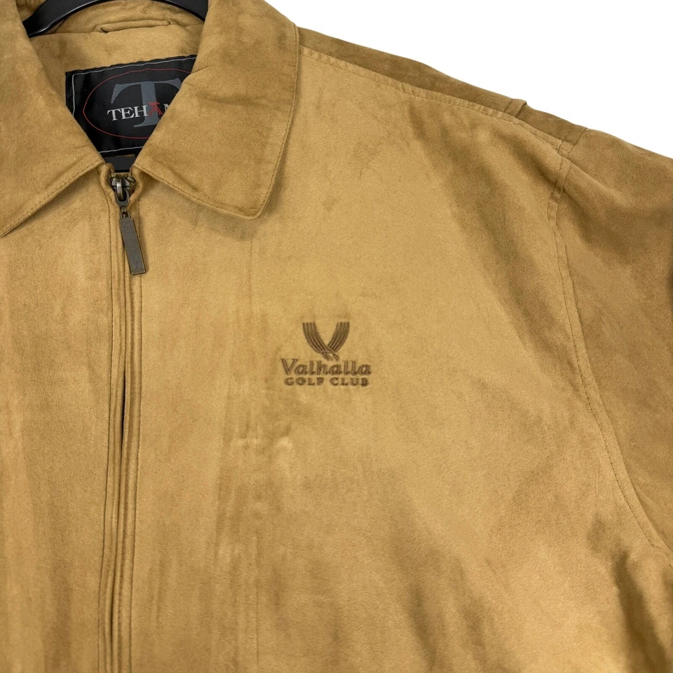 Chaqueta Tehama de gamuza sintética para club de golf Vahalla para hombre grande tostada cremallera completa Foto 1 de 4