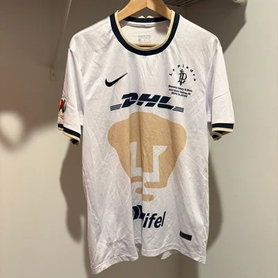 Pumas UNAM Jersey White Men's Size L DHL Telcel Herbalife Worn Custom - Image 1 of 4