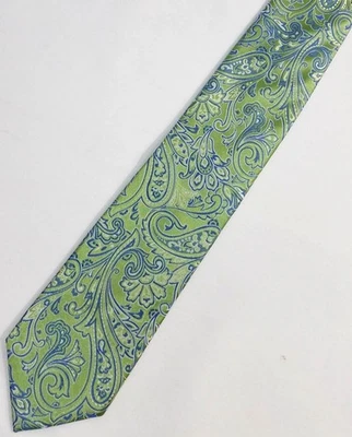 Corbata de seda Croft & Barrow para hombre verde y azul cachemir Foto 1 de 4