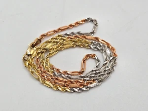 14K Gold * Dreifarbige Seil Halskette 18 Zoll x 2,0 mm Karabinerverschluss - Bild 1 von 9