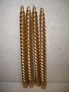 4 12 Inches Gold Spiral Taper Candles Long Candle Sticks - Picture 1 of 1