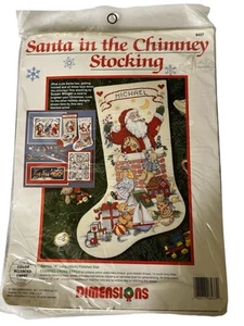 Dimensions 8437 Santa in the Chimney Counted Cross Stitch Stocking Kit 1993 New - Picture 1 of 2