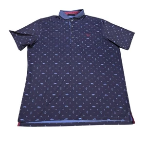 Greyson Golf Polo All Over Wolf Print Highland Cow Logo Blue Size XL Summer AOP - Picture 1 of 9