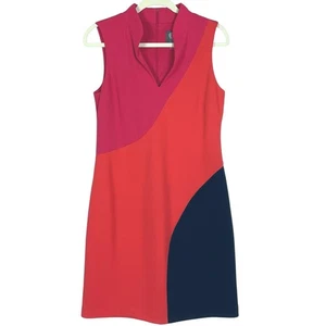 Vestido Vince Camuto Color Block Rosa Naranja Azul, Talla 6, Forrado - Imagen 1 de 10