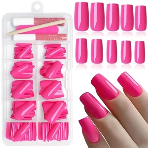 NEW 120pc Bellelfin Hot Pink False Nails Medium Square - Picture 1 of 6