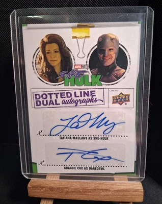 Dotted Line Dual Autographs Tatiana Maslany as She Hulk Charlie Cox as Daredevil - Image 1 of 4