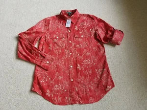 NWT $89 Womens Top-RALPH LAUREN-rust/beige Southwestern Cowgirl button-up-XS - Picture 1 of 6