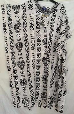 Vestido Caftán Caftán Playa Cubierta Boho Vestido Hippie Mujeres Africano con Pieza para la Cabeza Foto 1 de 3