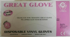 Great Glove 100 Piece Vinyl Disposable Power Free Gloves Medium - Picture 1 of 2