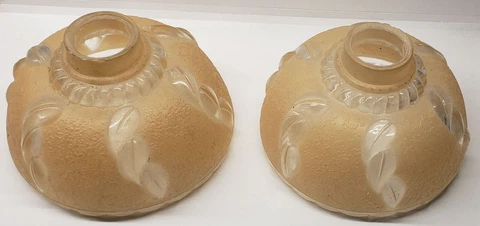 SET 2  ROUND BEAUTIFUL ANTIQUE CHANDELIER SCONCE SLIP  SHADE  ART DECO { REF A) Cover