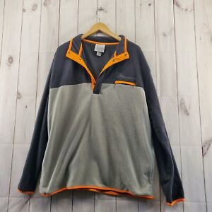 Ducks Unlimited Fleece Jacket Mens XL Snap Pullover Gray Orange Logo Hunting