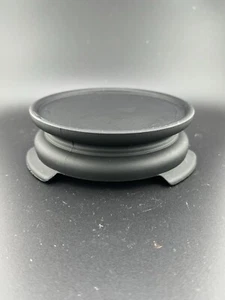 Base de vidrio satinado negro Tiffin Art Deco c1930 plataforma para cuenco o jarrón leer* - Imagen 1 de 9