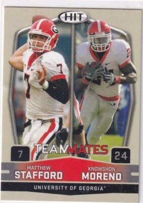 2009 SAGE HIT #56 Matthew Stafford / Knowshon Moreno TM Silver NM - Image 1 of 2