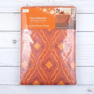 Vinyl Tablecloth Fall Geometric Orange 52x70 - Picture 1 of 2
